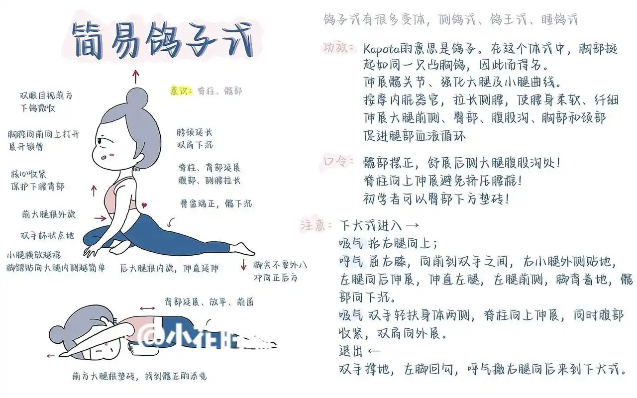 94瑜伽体式笔记|鸽子式|释放内心的不安 09①可以缓解久坐久站