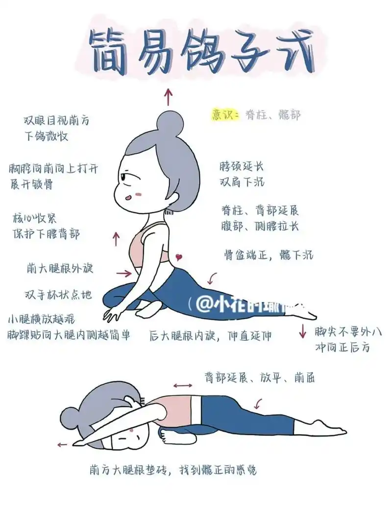 94瑜伽体式笔记|鸽子式|释放内心的不安 09①可以缓解久坐久站