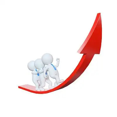 努力爬上箭头顶点的3d小人png素材